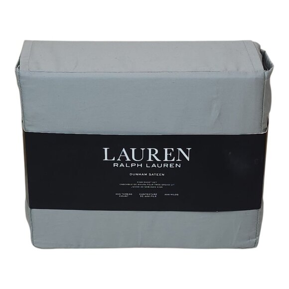 Lauren Ralph Lauren King Sheet Set Dunham Sateen 300 Thread Ct Cotton Moss Green - Picture 7 of 7